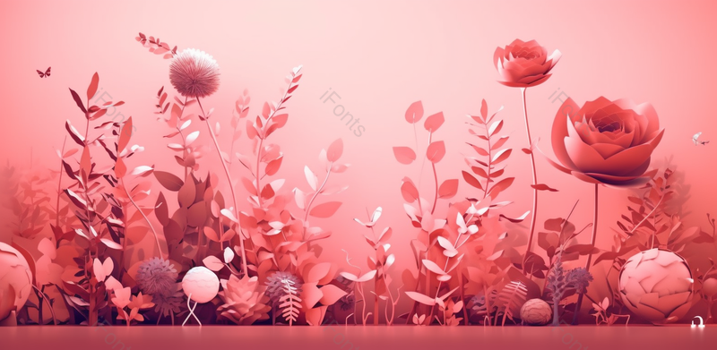 母亲节文艺手绘插画花朵粉色banner展板背景植物蝴蝶粉叶子,插画/手绘图,插画/手绘图库,插画/手绘图下载,插画/手绘